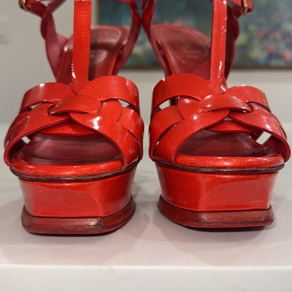 YSL Yves Saint Laurent Tribute Red Patent Sandals 37 - Picture 12 of 16